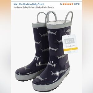 Hudson Baby Navy Shark Print Rain Boots